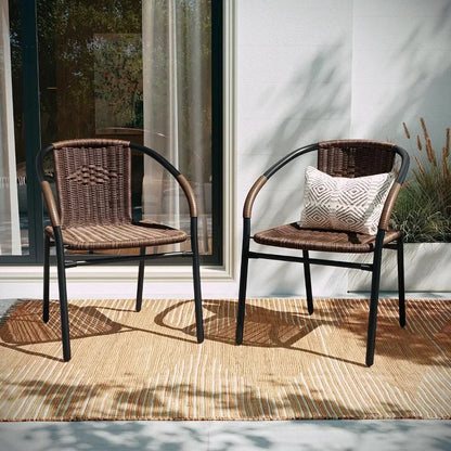 Lila 2-Pack Rattan Restaurant Stack Chairs Indoor-Outdoor