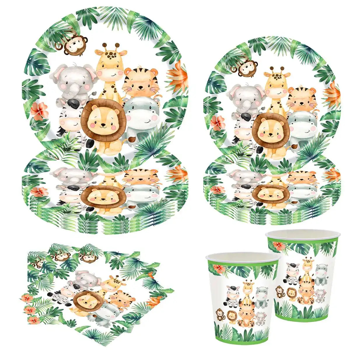 Jungle Safari Disposable Tableware Animal Party Decor