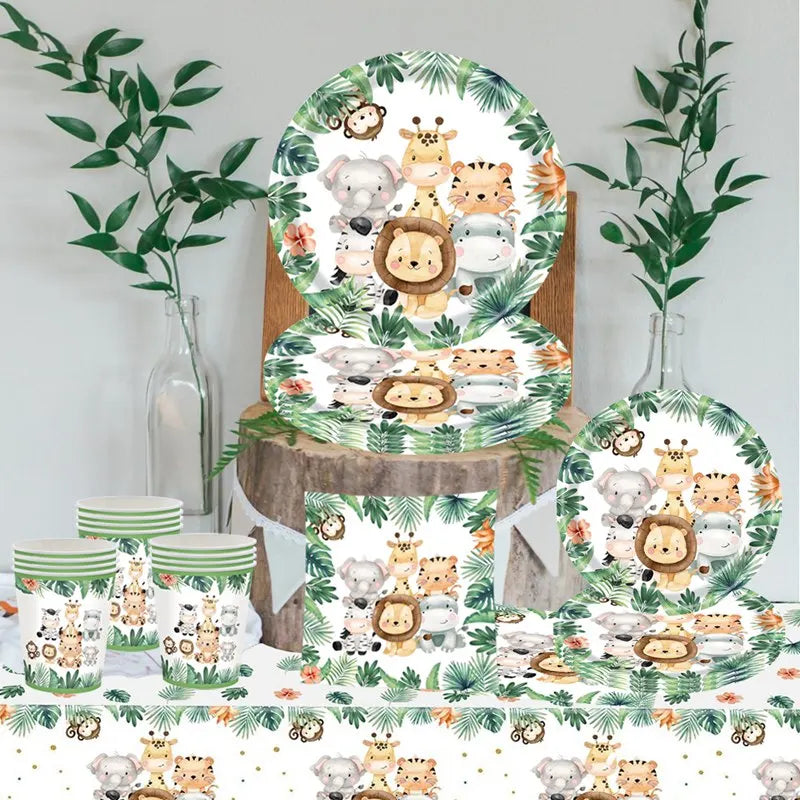 Jungle Safari Disposable Tableware Animal Party Decor