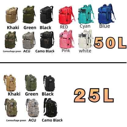 1000D Nylon Waterproof Tactical Backpack Outdoor 25L/50L