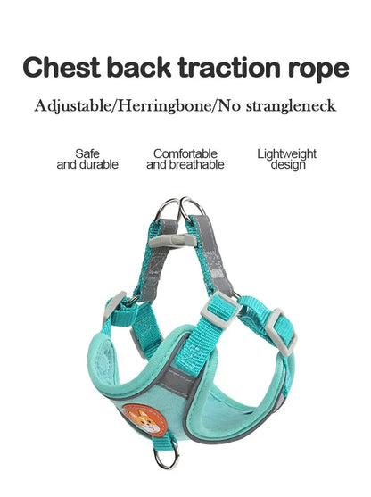 Booteely Suede Pet Chest Harness Vest Reflective Leash