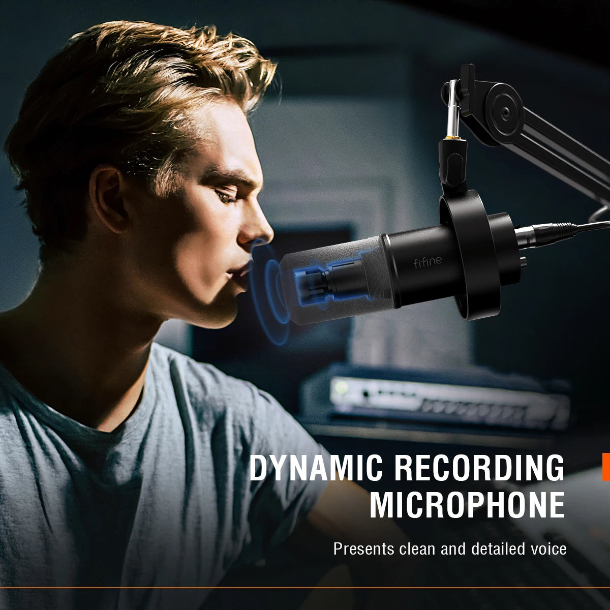 FIFINE USB/XLR Dynamic Mic Shock-Mount Recording