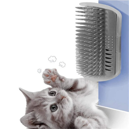 Cat Self Groomer Wall Brush with Catnip Corner Comb