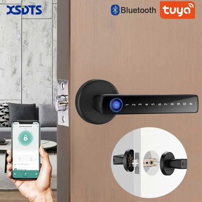 XSDTS Smart Door Lock Handle Fingerprint Keypad Digital