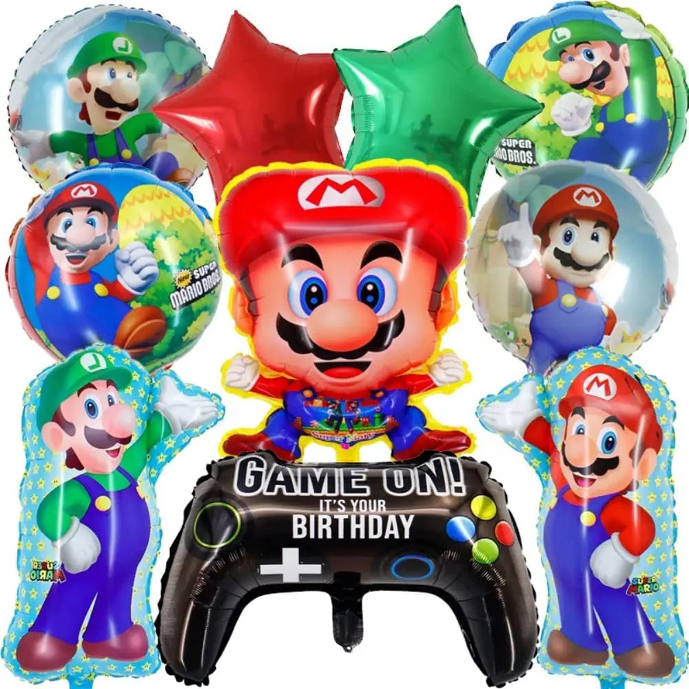 Super Mario Birthday Decor Disposable Tableware Balloons