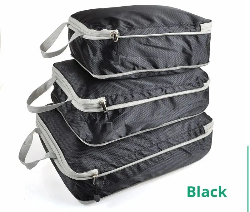 3Pcs Portable Compressible Travel Packing Cubes