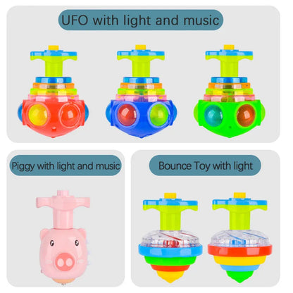 UFO Flashing Spinning Top LED Gyro Kids Party Toy Favor