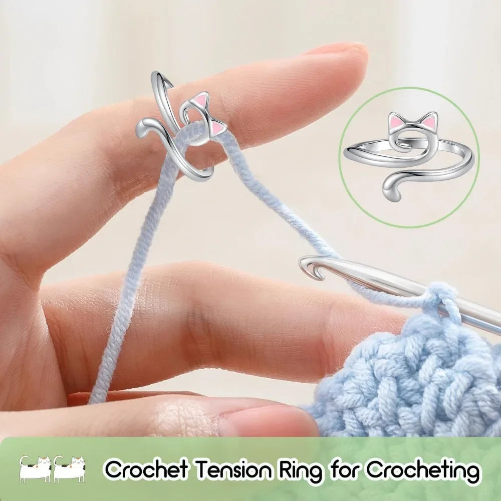 Adjustable Cat Yarn Guide Ring Crochet Tension Tool