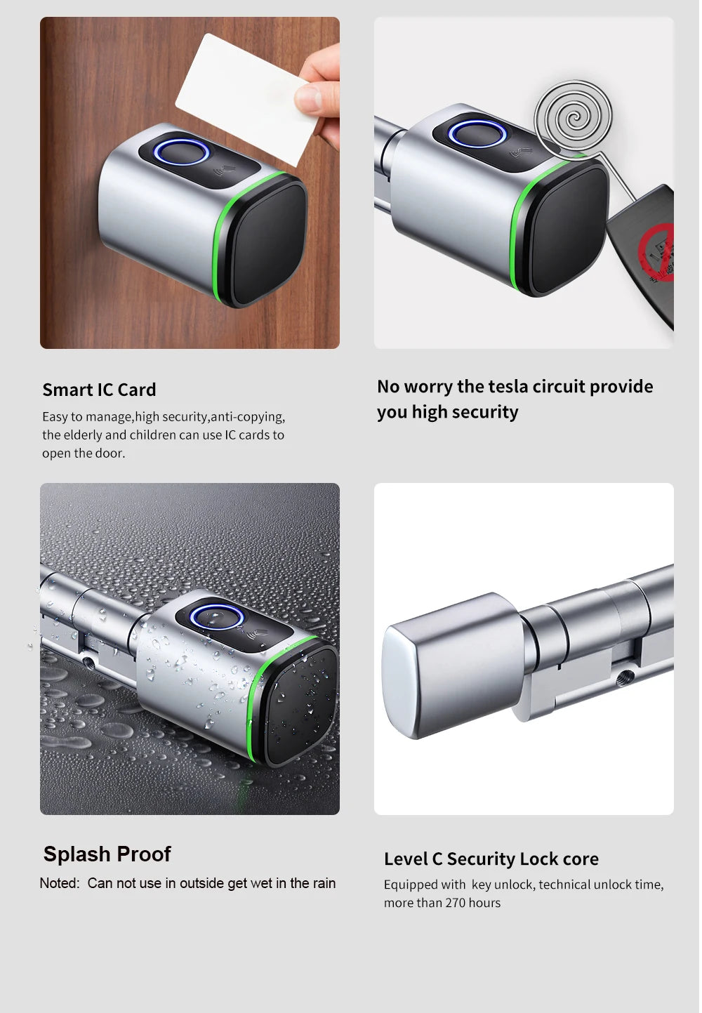 Smart Cylinder Lock Tuya Bluetooth Fingerprint IC Card