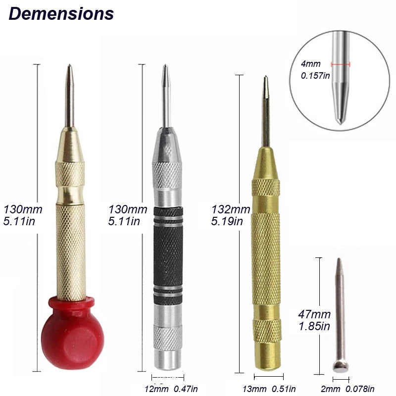 Automatic Center Punch Spring Loaded Dent Marker for Woodworking and Metal