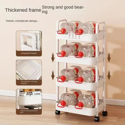 Floor-Mounted Pulley Storage Rack Multi-Layer Movable Shelving