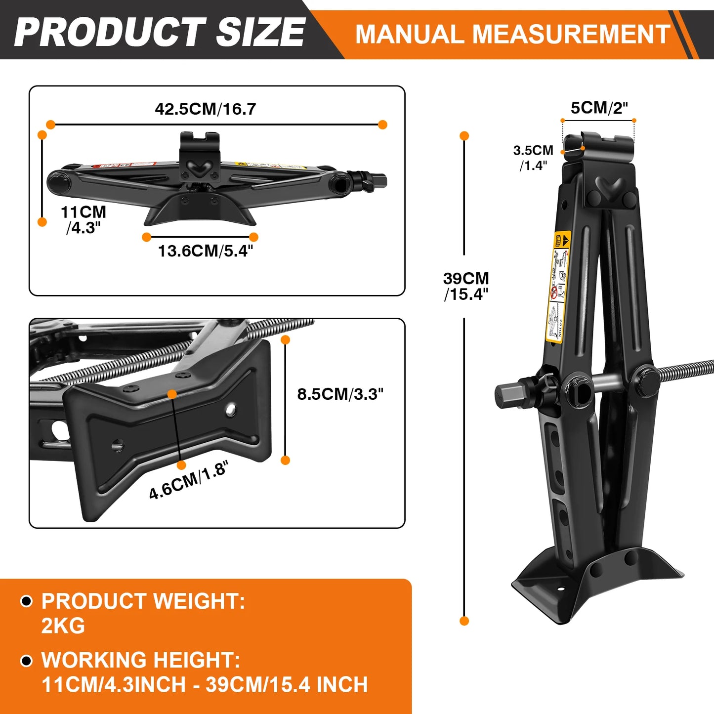 DayPlus Scissor Jack 2 Ton Car Lifting Tool