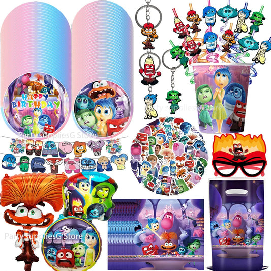 Inside Out 2 Party Decoration Cartoon Tableware Balloons