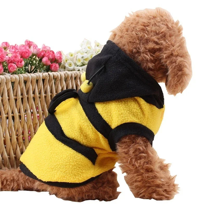 Bee Pet Coat Fleece Dog Cat Hoodie Halloween Costume