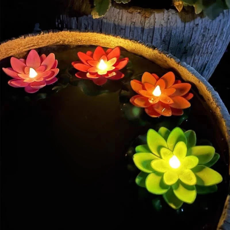 LED Lotus Floating Night Lamp Garden Decor Party Accessory