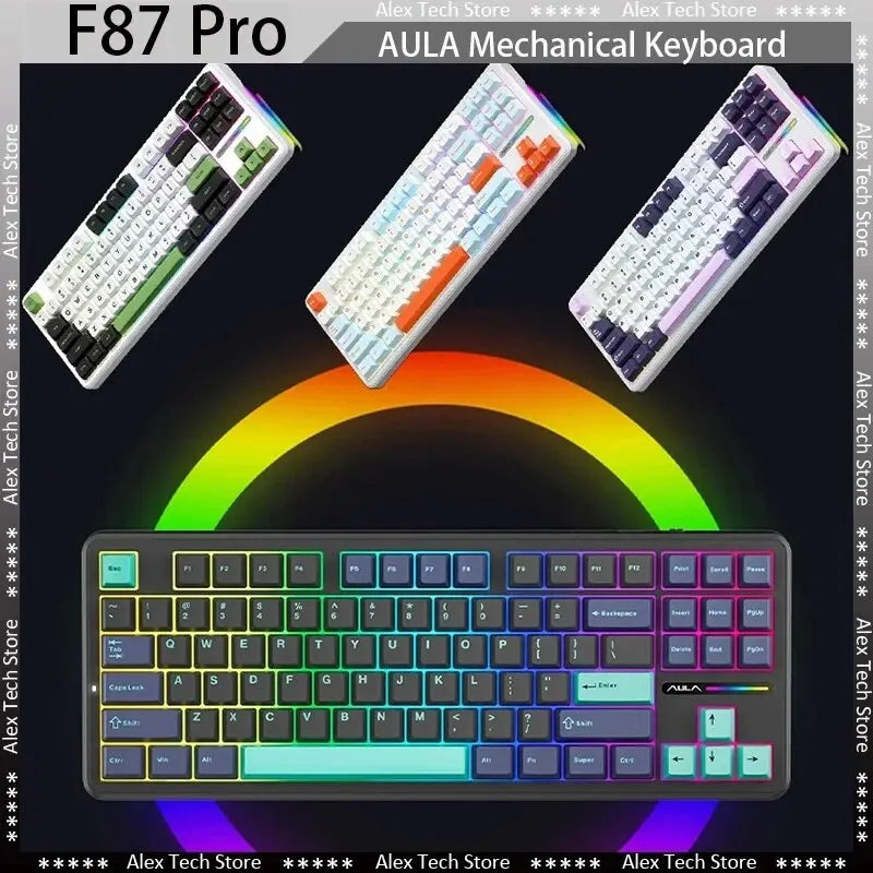 AULA F87 Pro Mechanical Keyboard Tri-Mode Wireless RGB