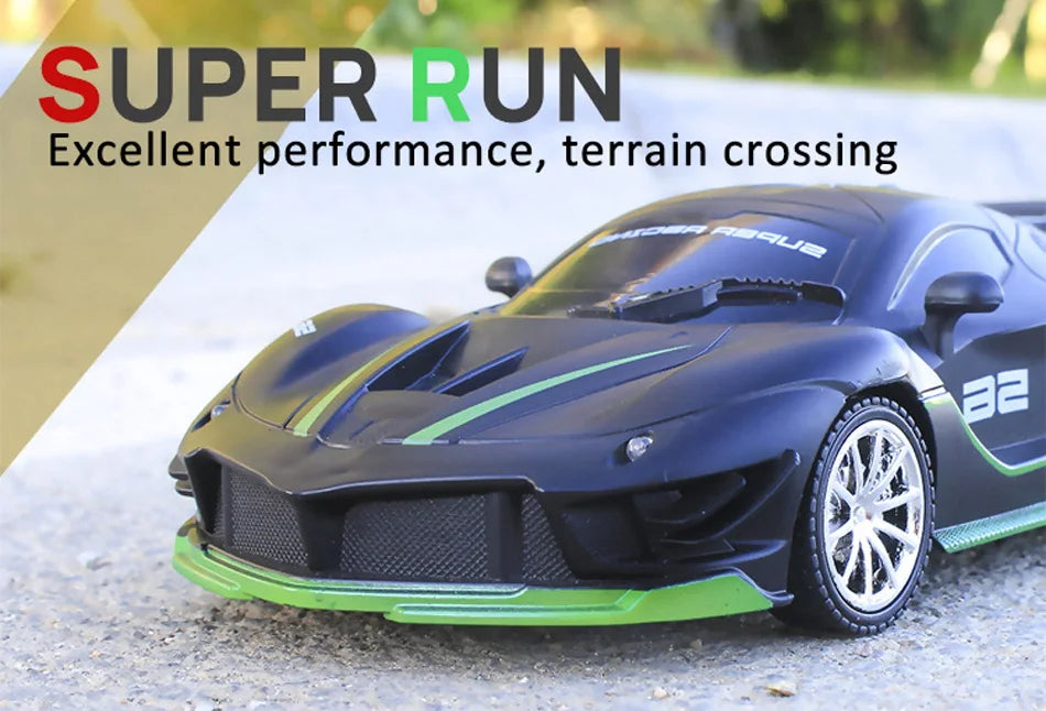 1/18 RC Sports Car 2.4G LED Light High Speed Drift Remote Car Toy