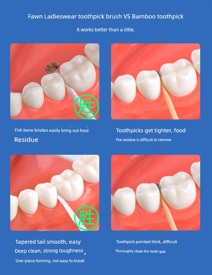 Portable Dual-Use Plastic Fishbone Toothpick Brush