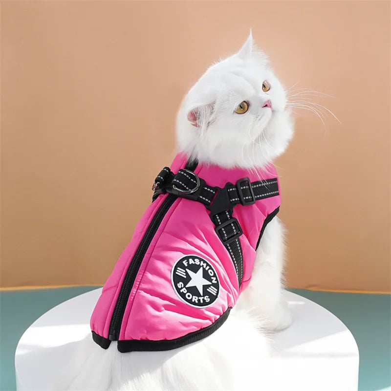 Large Dog Jacket With Harness Waterproof Winter Warm