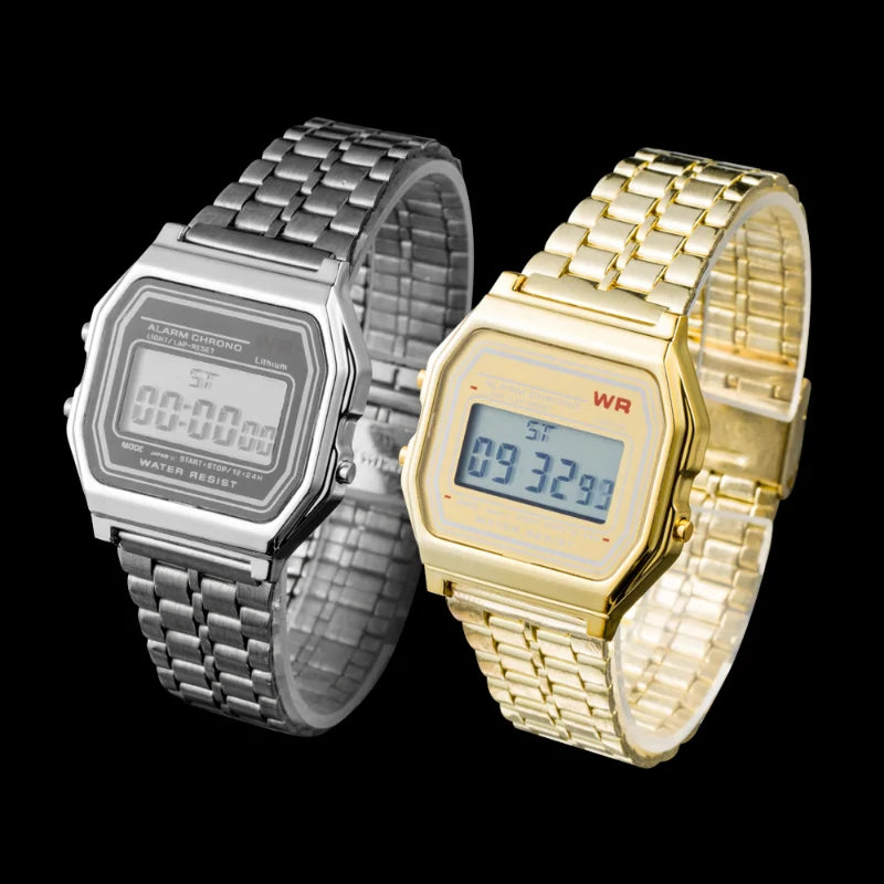 F91W Steel Strap Watch LED Digital Unisex Sports Wristwatch