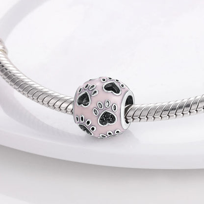 Pink Silver Plated Butterfly Flower Charm Beads for DIY