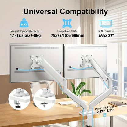 Monitor Stand Dual Gas Spring Adjustable Mount 13-32"