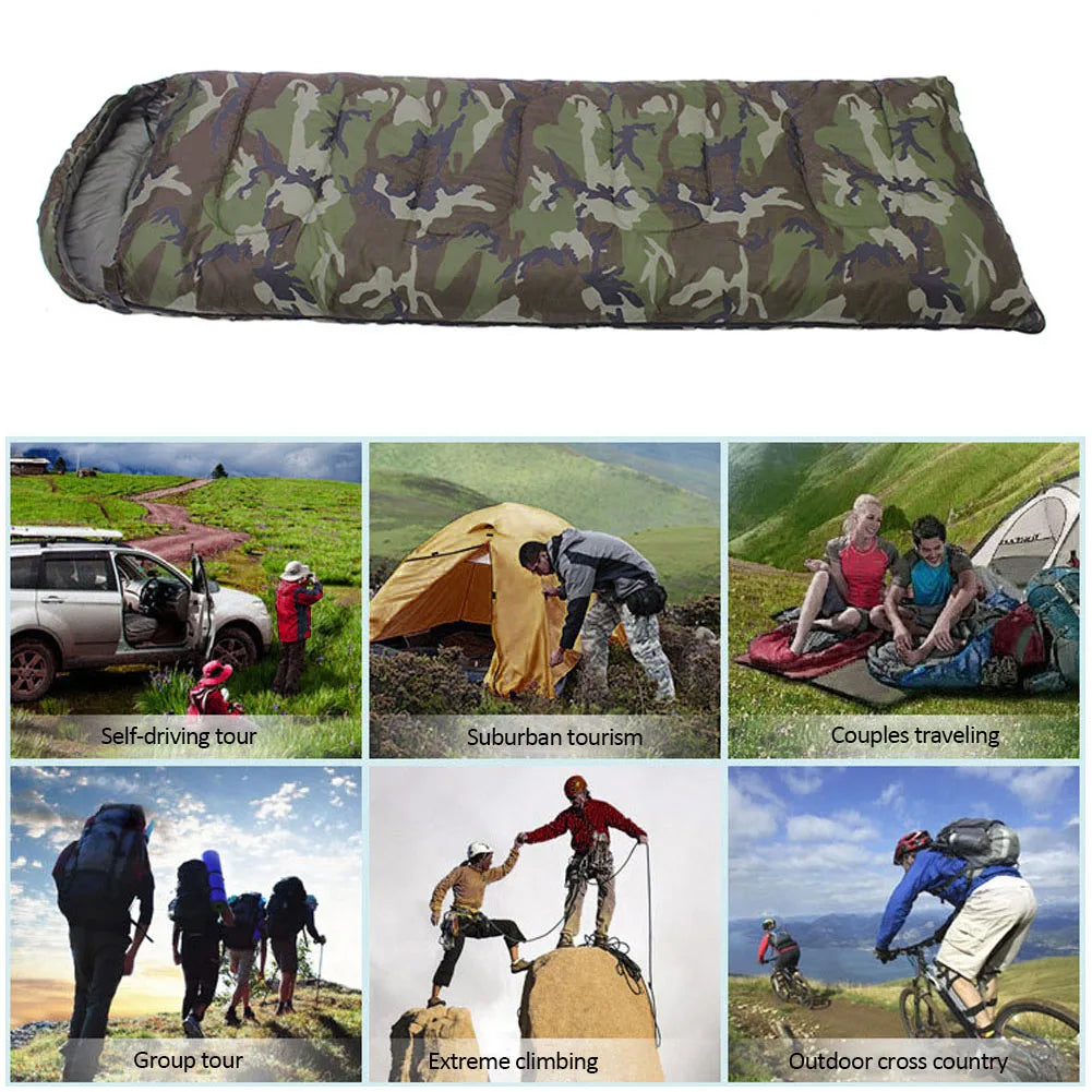 Camping Camouflage Sleeping Bag Waterproof Hooded