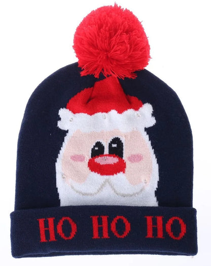 LED Christmas Hat Beanie Warm Light-Up Snowman Patterns