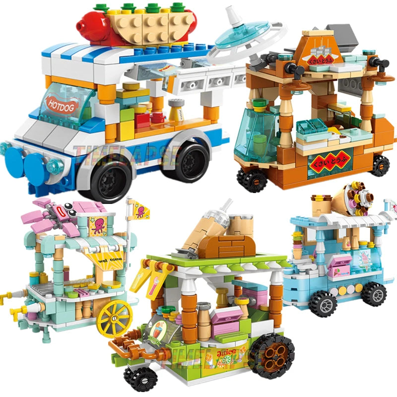 DIY Ice Cream Car Store Blocks Movie Model Kids Toy