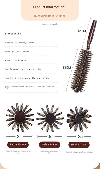 Bristle Cylinder Hair Salon Professional Comb Styling