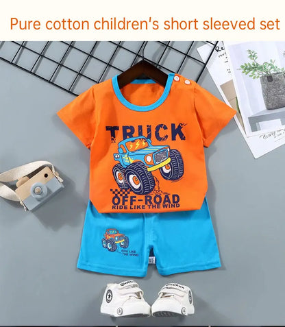 Baby Boy Clothes Set Cute Cartoon Infant Summer T-shirt+Shorts Outfit