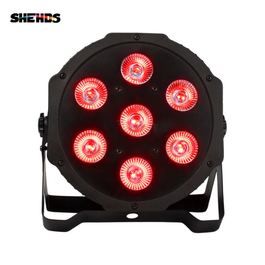 SHEHDS LED Flat Par 7x18W RGBWA+UV Stage Party Light