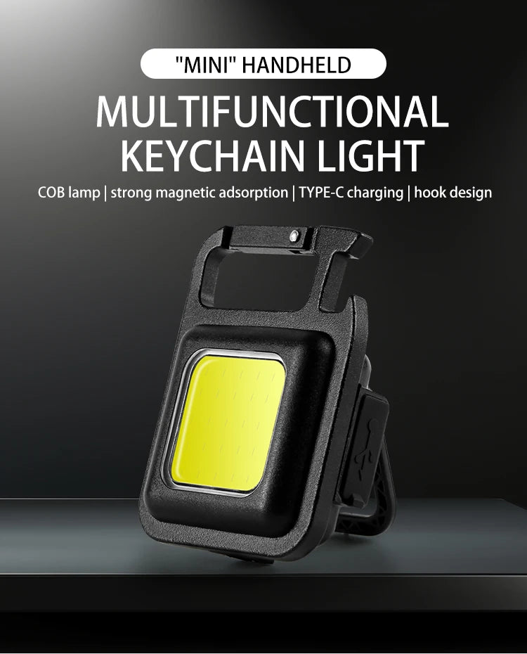 Mini COB Keychain Flashlight 4 Lighting Modes Magnet