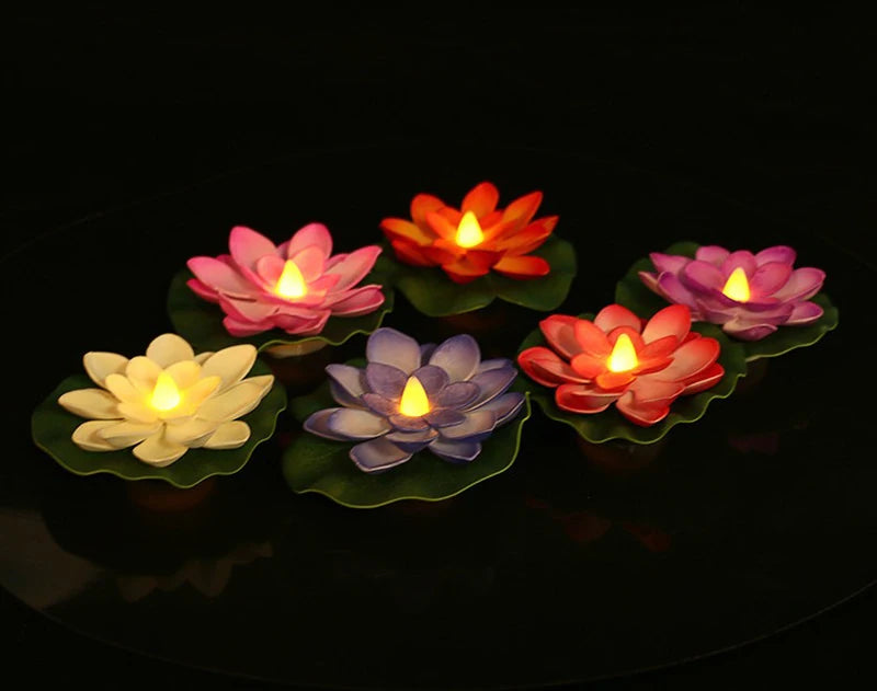 LED Lotus Floating Night Lamp Garden Decor Party Accessory