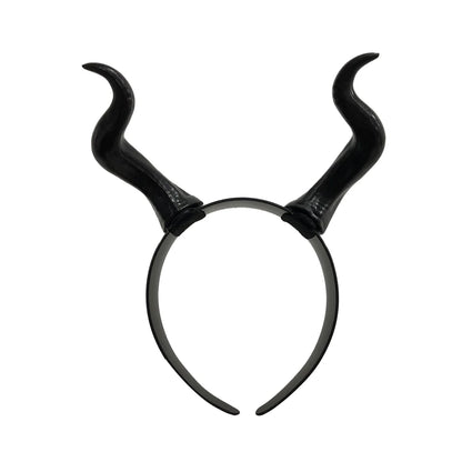 Women Black Queen Witch Demon Horns Headdress Halloween