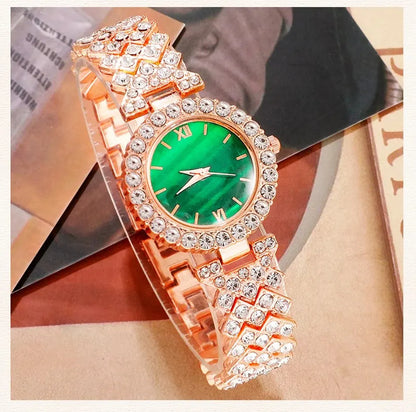 Luxury Ladies Gold Plated Square Quartz Watch Stainless Steel Folding