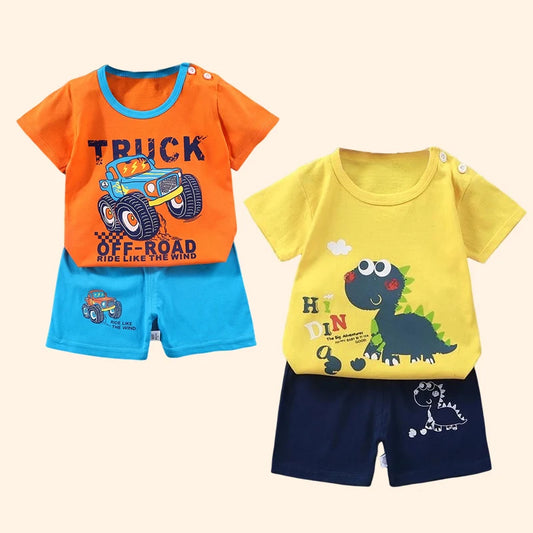 Baby Boy Clothes Set Cute Cartoon Infant Summer T-shirt+Shorts Outfit