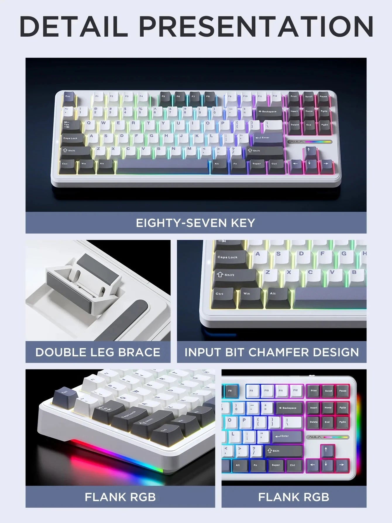 AULA F87 Pro Mechanical Keyboard Tri-Mode Wireless RGB