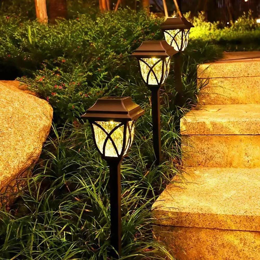 2pcs LED Solar Lawn Lights Outdoor Waterproof Pathway