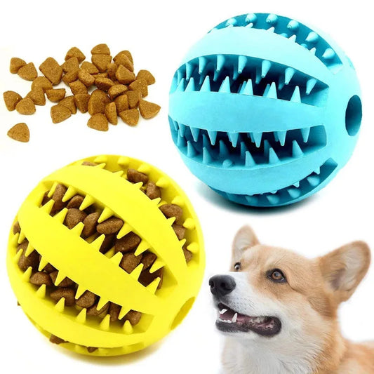 Rubber Dog Chew Treat Ball Tough Teeth Cleaning Toy