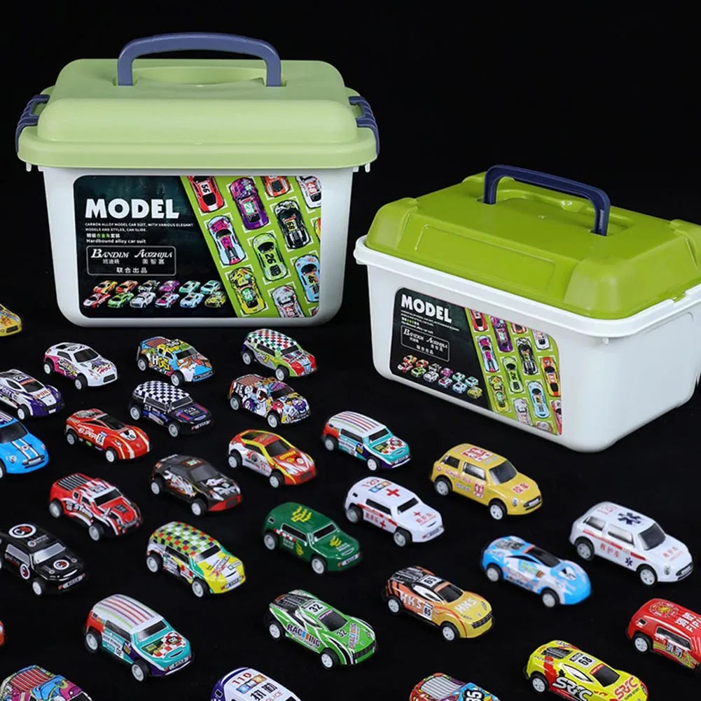 Mini Alloy Car Model Set with Storage Box Inertia Toy