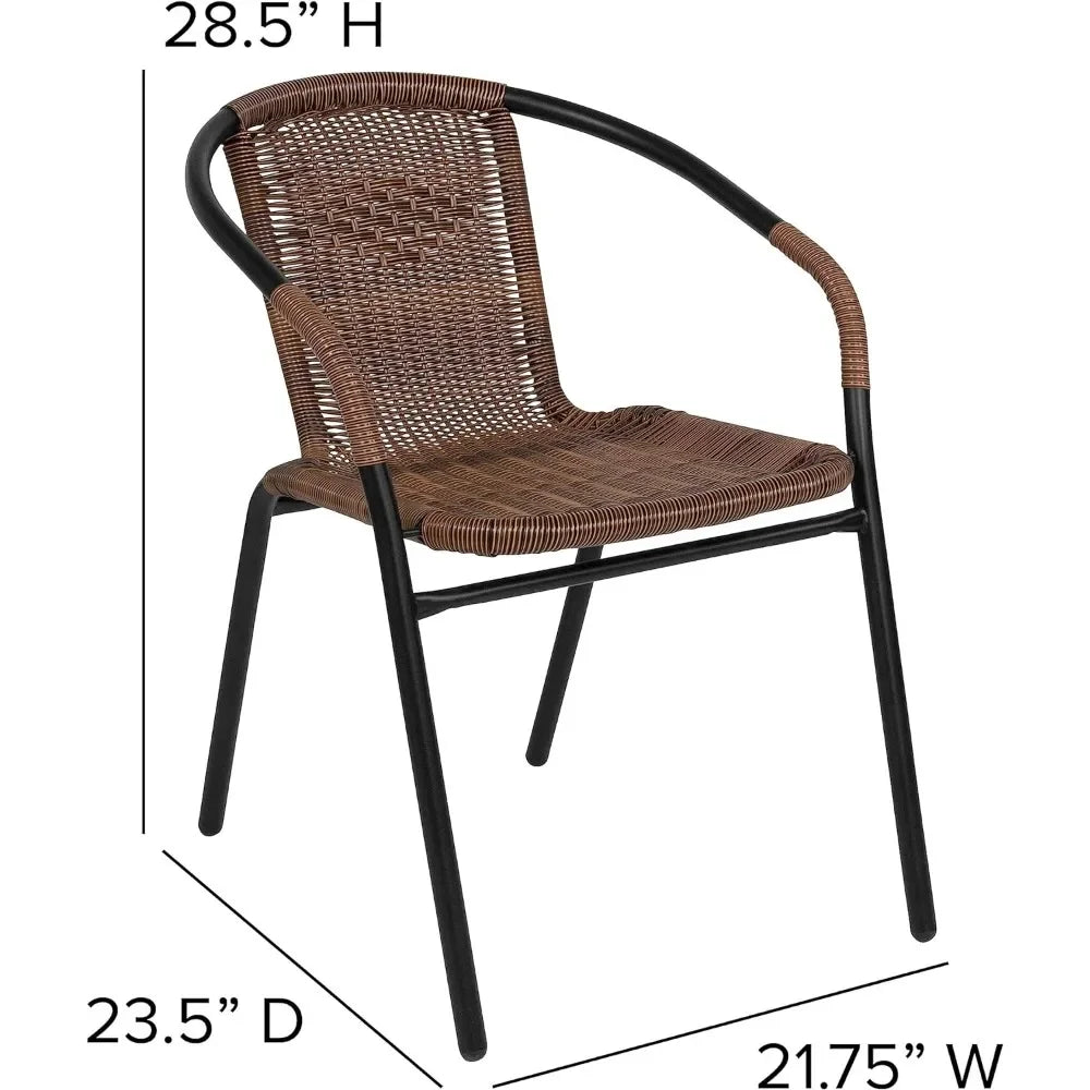 Lila 2-Pack Rattan Restaurant Stack Chairs Indoor-Outdoor