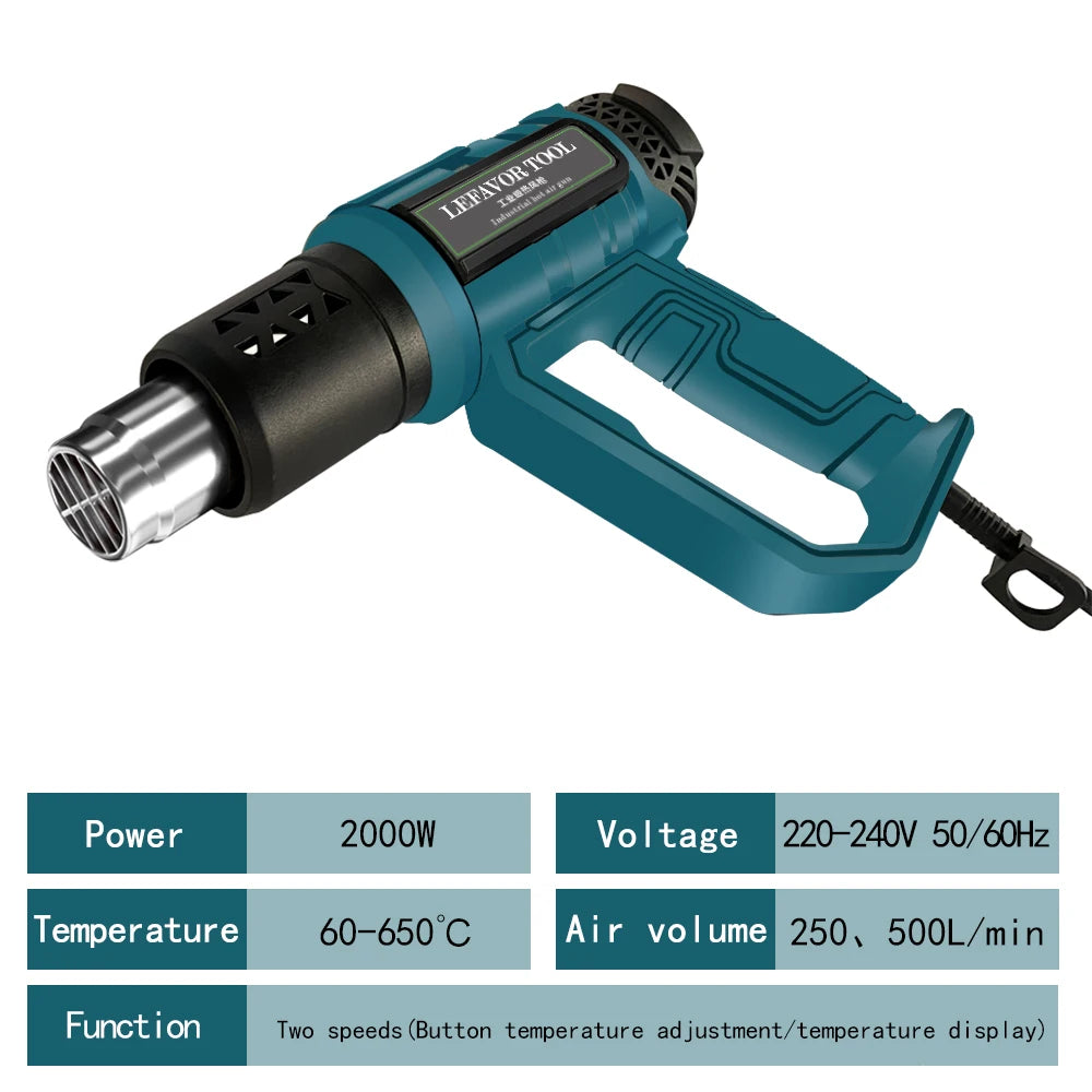 2000W Electric Hot Air Gun Dual Wind Temperature Control