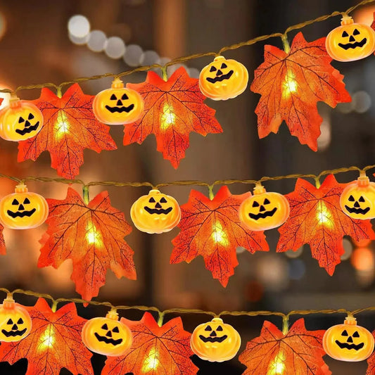 Artificial Maple Leaves Pumpkin LED Fairy String Lights