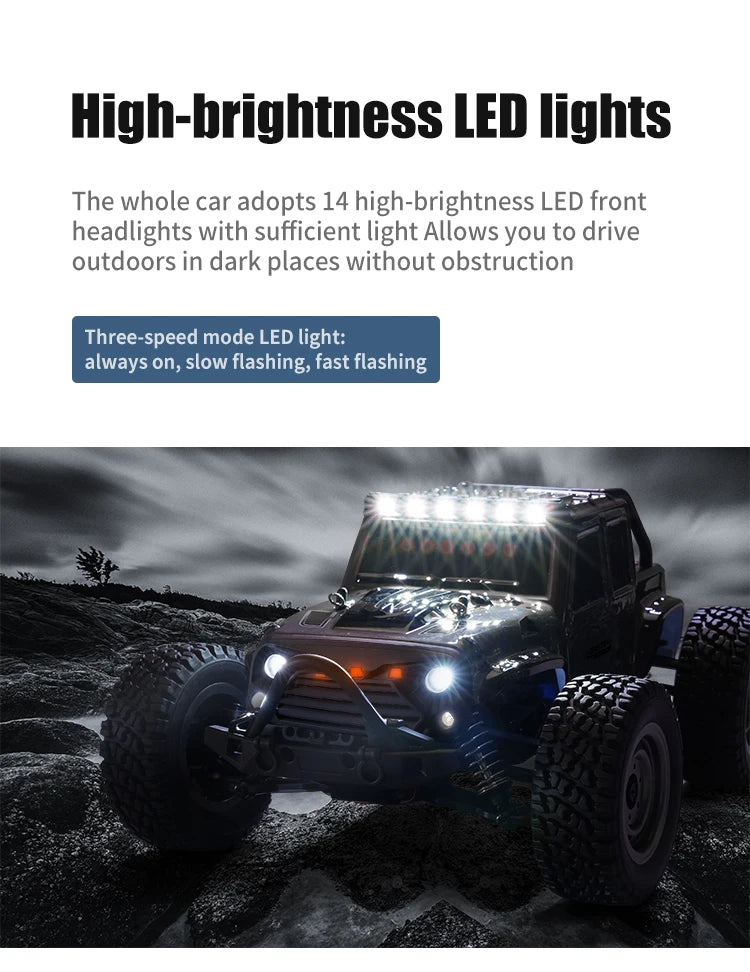 1:16 70KM/H 4WD RC Car LED Remote Control High Speed Monster Truck