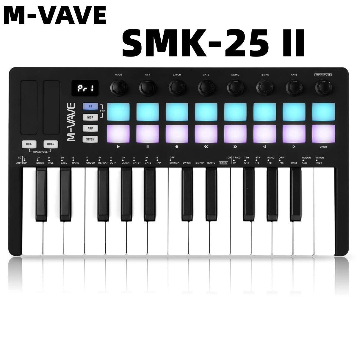 M-VAVE SMK-25 II MIDI Controller 25 Keys RGB Pads