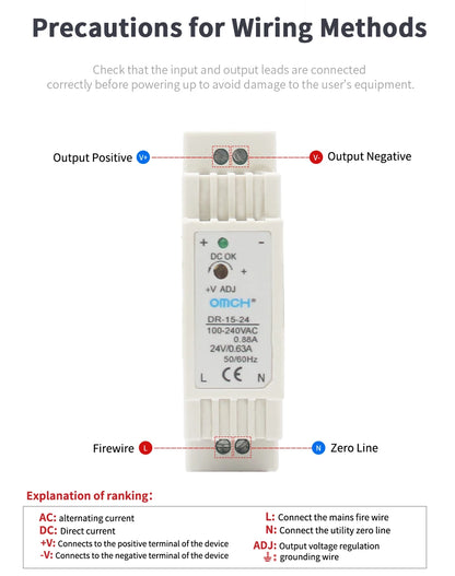 DIN-Rail Switching Power Supply DR-15 30 45 60 DC 5V 12V 24V