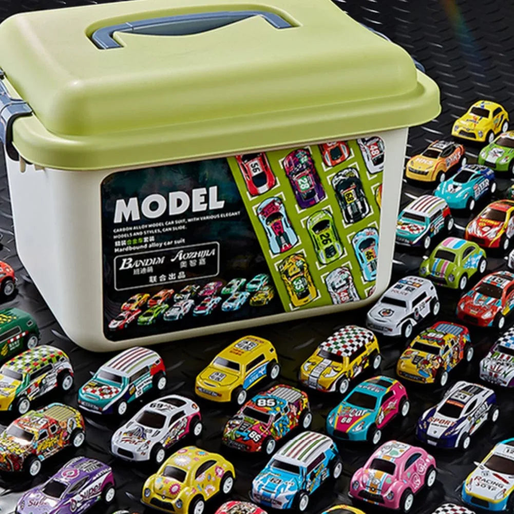 Mini Alloy Car Model Set with Storage Box Inertia Toy