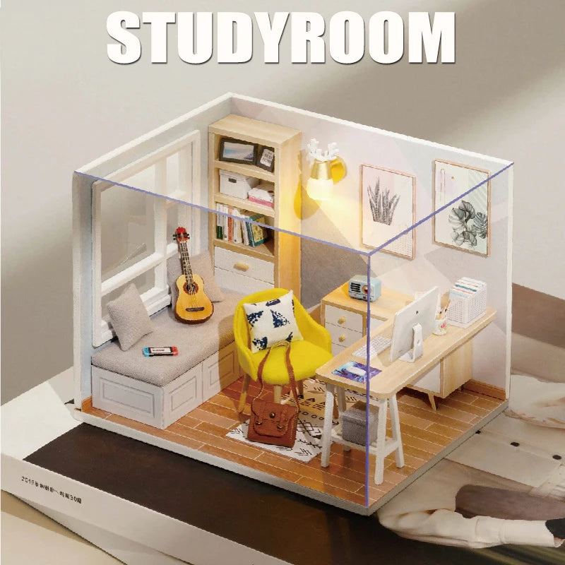 Wooden Miniature Doll House DIY Assembly Model Toy