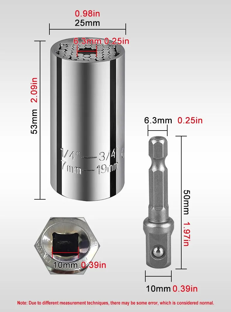 7-19mm Multi-Function Socket Wrench with Extension Rod